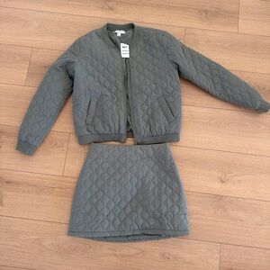 Quilted Bomber Jacket in Olive